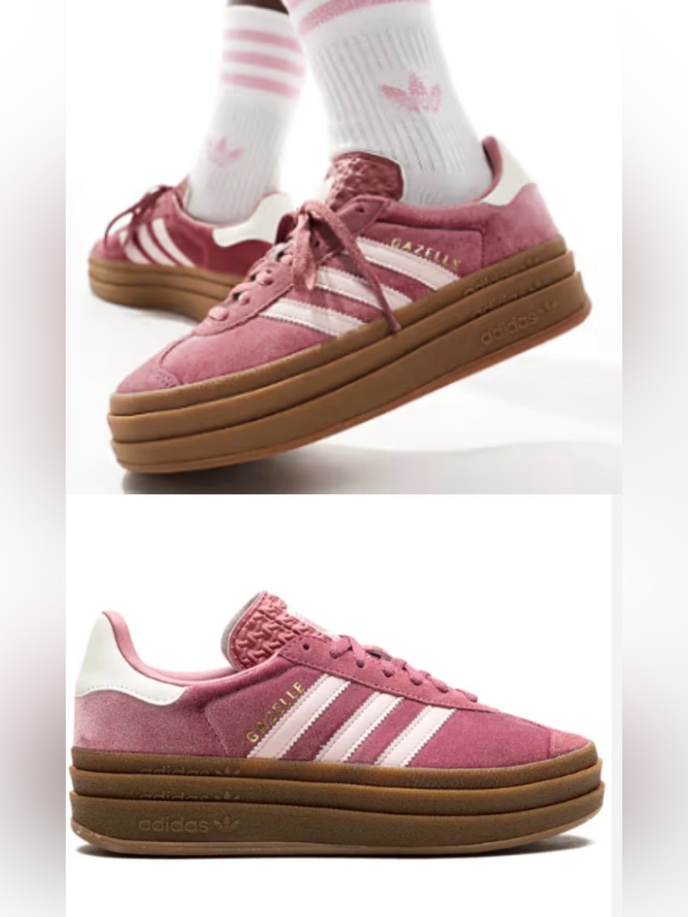 Adidas Women Gazelle Bold Platform Pink Velvet and Suede size 8 NWT